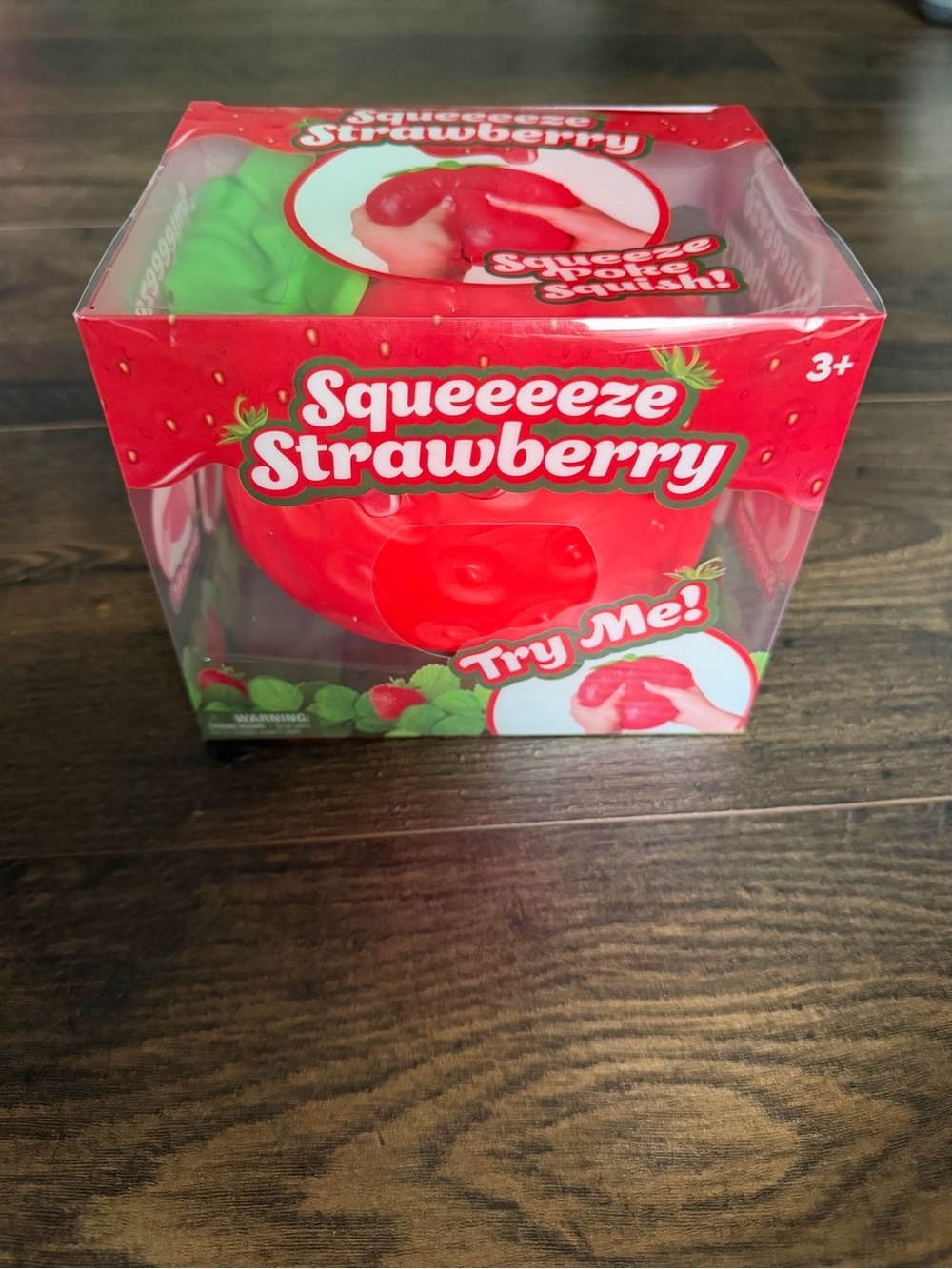 Squeeeeze Strawberry Squishy Sensory Fidget Toy Red Fruit Stress Relief Kids 3+